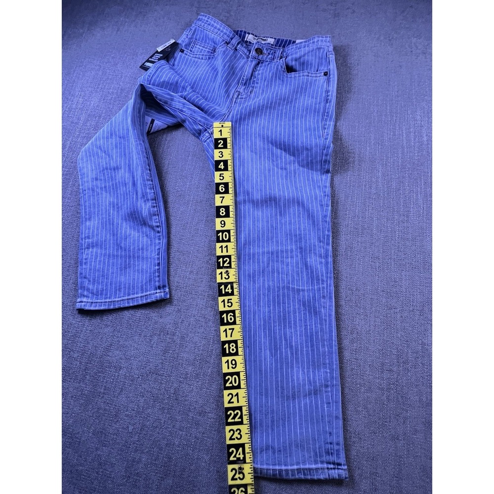 Rock & Roll‎ Jeans Women's 27x25 Straight Cropped Blue Pinstriped Stretch NWT - Picture 10 of 15